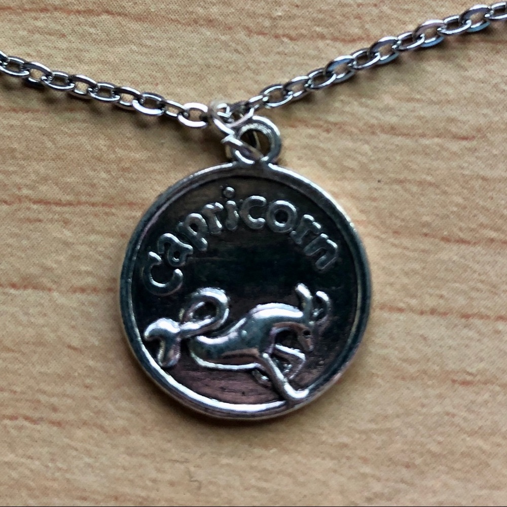 NWT Handmade Capricorn Zodiac Antique Silver Coin Necklace